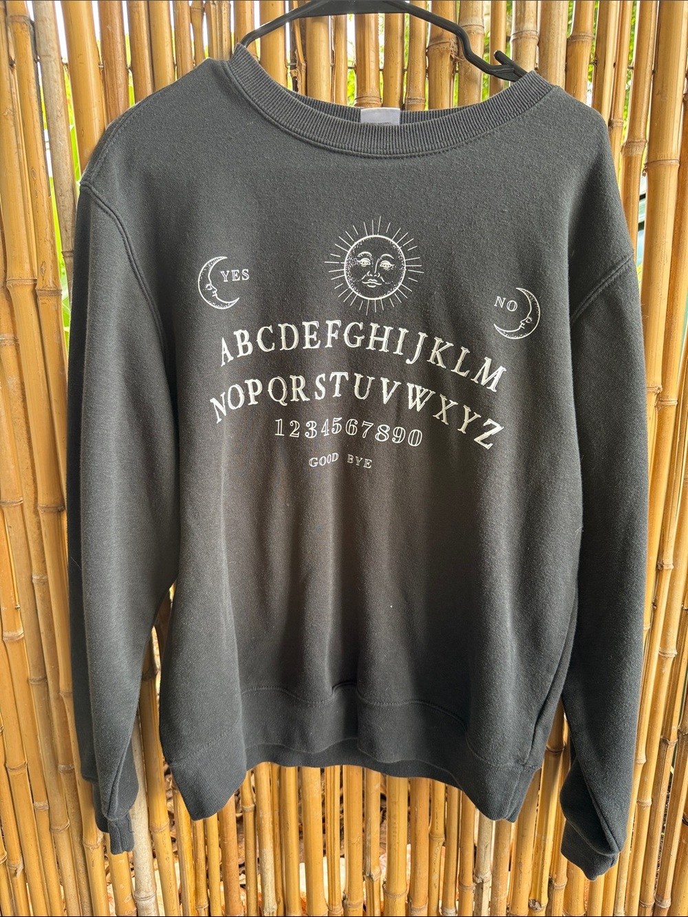 Black Graphic Ouija-Style Crewneck Sweater